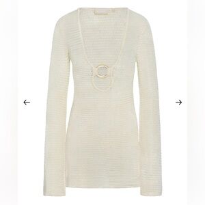 MONTEGO MINI DRESS - IVORY SHINY TREBLE KNIT Monday Swimwear Cream Knit Coverup